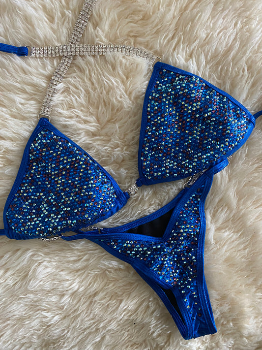 Pixel Confetti Blue- Competition Bikini Division