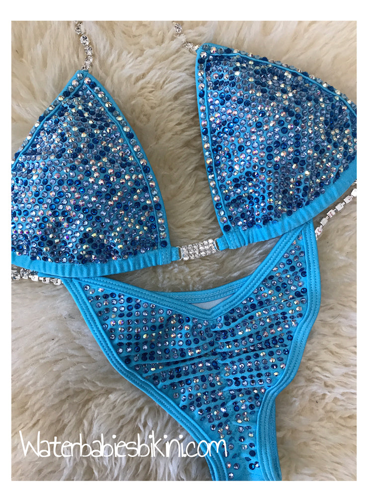 Lucky Streak In Confetti Blue- Competition Bikini Division